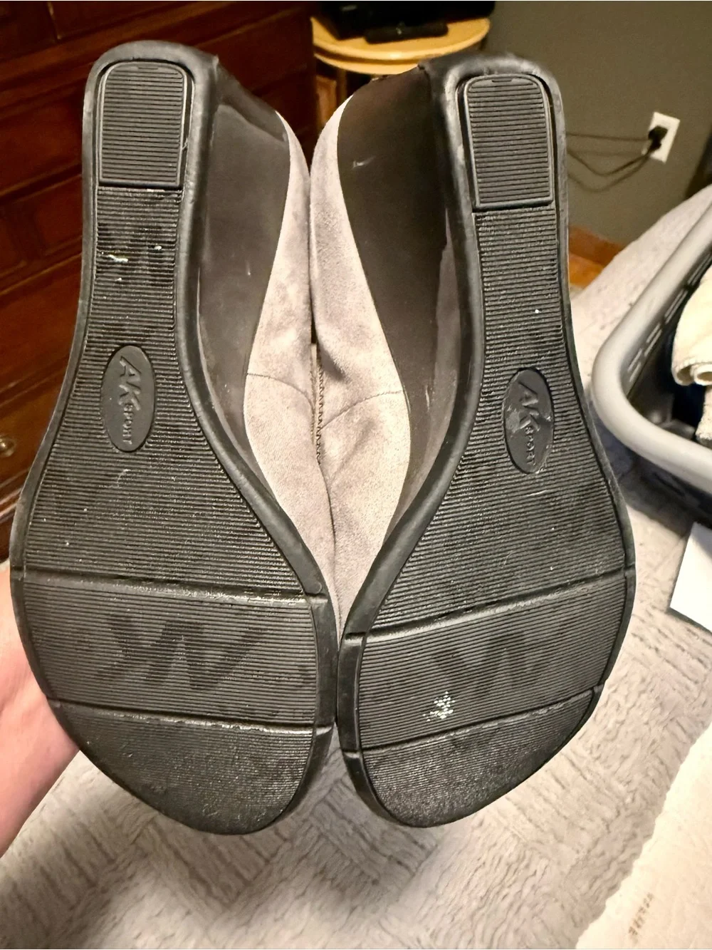 Anne Klein Gray Wedge with Dark Cap Toe